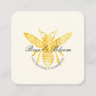 Carte De Visite Carré Abeilles & Fleur Floral Élégant & Décoratif Miel A