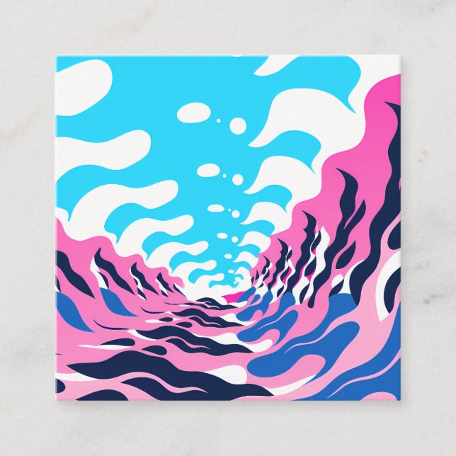 Carte De Visite Carré Abstract Dream Wave – Vibrant Surreal Flow (Devant)