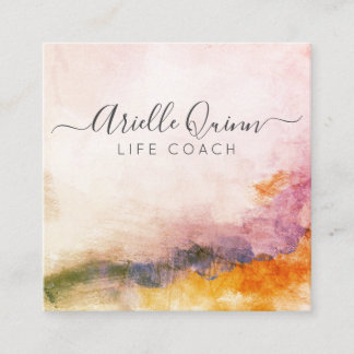 Carte De Visite Carré Abstract Watercolor Life Coach
