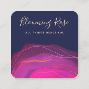 Carte De Visite Carré Abstrait artistique Magenta rose Aquarelle Carré
