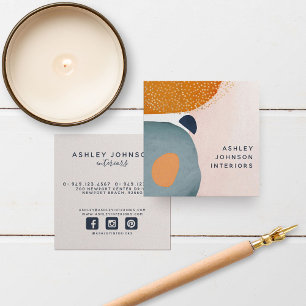 Carte De Visite Carré Abstrait Blush Pink Terra Cotta Marine Médias soci