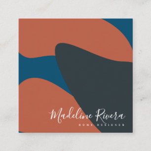 Carte De Visite Carré Abstrait Designer Planner Terracotta Blue