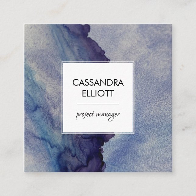 Carte De Visite Carré Abstrait Dusty Blue Purple Alcohol Enk Liquid Art (Devant)