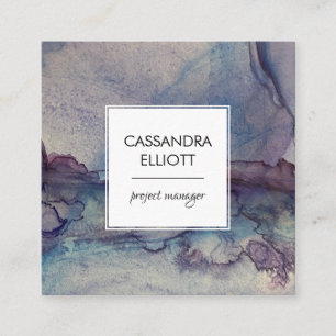 Carte De Visite Carré Abstrait Dusty Blue Purple Alcohol Ink Liquide Art