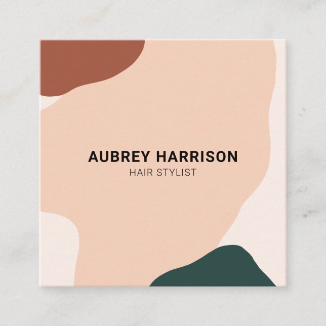 Carte De Visite Carré Abstrait Earthouse Green Brown 3 (Devant)