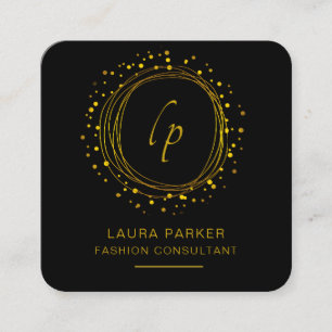 Carte De Visite Carré Abstrait Gold Faux Moderne Minimal Confetti Circle