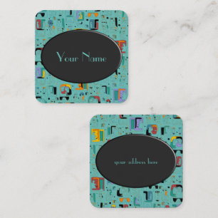 Carte De Visite Carré Abstrait maya anciens visages motif 1