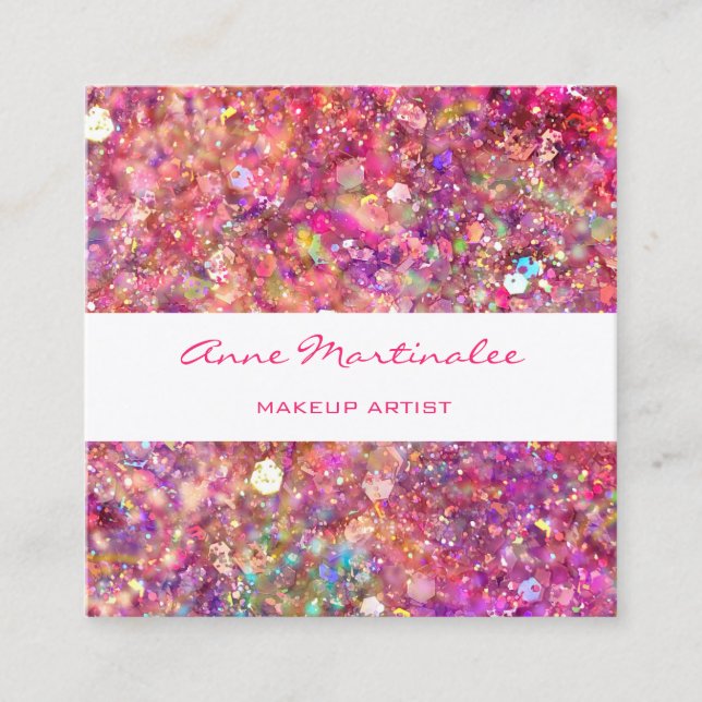 Carte de visite Carré Abstrait Pink Glitz (Devant)