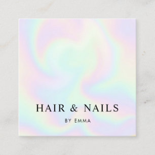Carte De Visite Carré Abstrait Rainbow Swirls Hair Stylist & Nail Tech