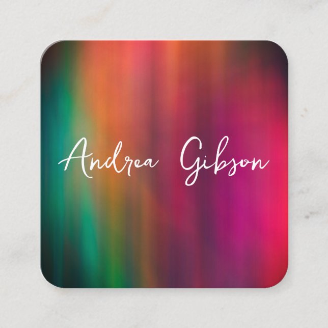 Carte De Visite Carré abstrait turquoise orange magenta artistique audac (Devant)