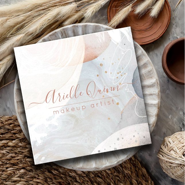 Carte De Visite Carré Abstraite Terre Aquarelle Formes Textures (Créateur téléchargé)