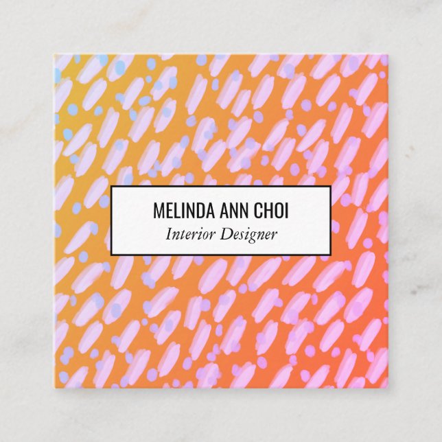 Carte De Visite Carré Abstraits points peints taches punch tropical colo (Devant)