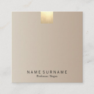 Carte De Visite Carré Accent beige en pastel moderne élégant d'or de