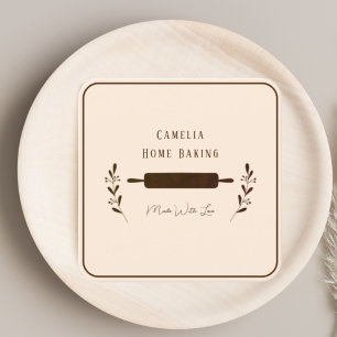 Carte De Visite Carré Accueil personnalisé Chef boulangerie minimaliste 