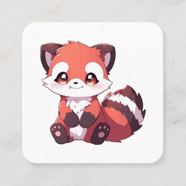 Carte De Visite Carré  adorable panda rouge (Devant)
