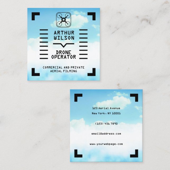 Carte De Visite Carré Aerial filming HUD view drone (Devant / Derrière)