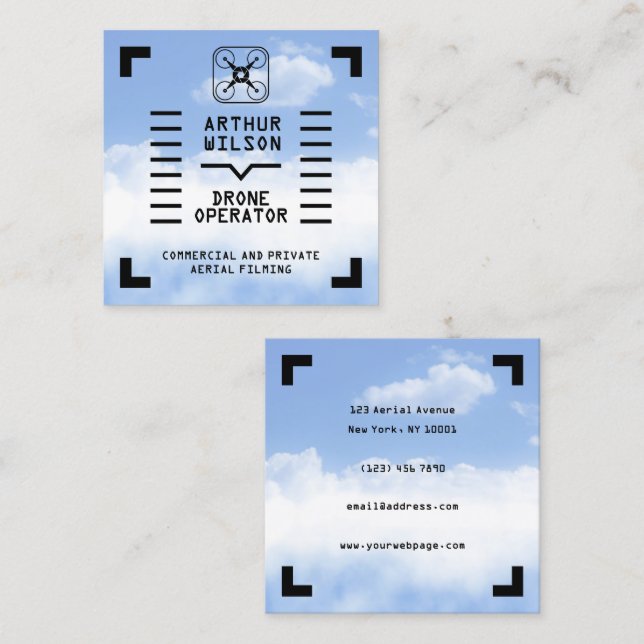 Carte De Visite Carré Aerial filming HUD view drone (Devant / Derrière)