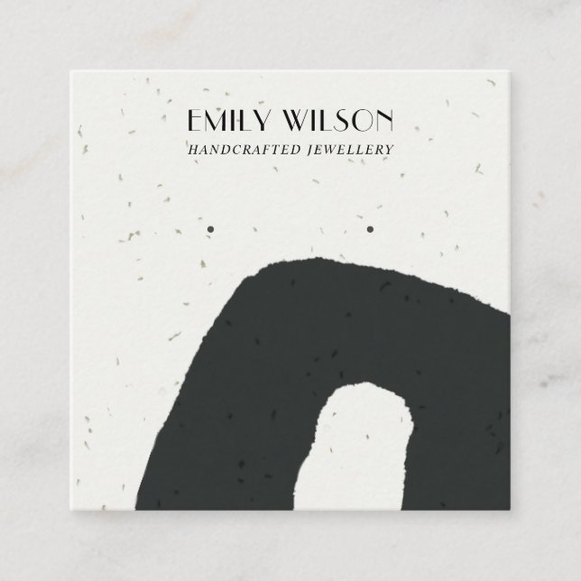 CARTE DE VISITE CARRÉ AFFICHAGE ABSTRAIT CÉRAMIQUE NOIR BLANC ÉQUIPÉ (Devant)