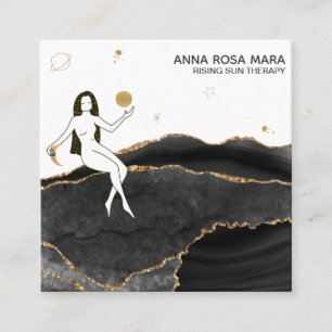 Carte De Visite Carré *~* Agate noir céleste + déesse de la Parties sc