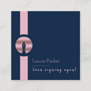 Carte De Visite Carré Agent de signature du prêt notaire Nib Rose Gold 
