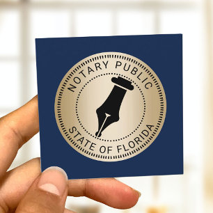 Carte De Visite Carré Agent de signature du timbre notaire Marine & Gold