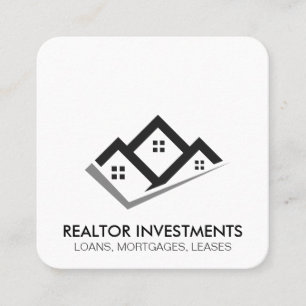 Carte De Visite Carré Agent immobilier d'entreprise simple   Icône d'acc
