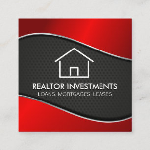 Carte De Visite Carré Agent immobilier   Métallique rouge   Maillage per