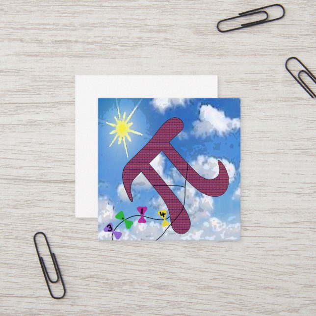 Carte De Visite Carré Aimant Pi dans le ciel (Devant/Arrière en situation)
