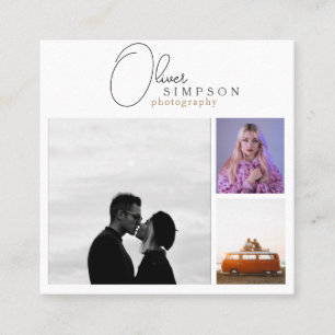 Carte De Visite Carré Ajouter 3 Photos Script Photography QR