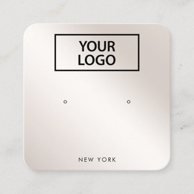 Carte De Visite Carré Ajouter Logo Script Champagne Gold Gradient Earrin (Devant)