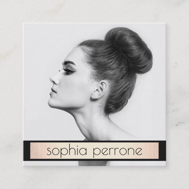 Carte De Visite Carré Ajouter Photo Beauty Salon Photocard (Devant)