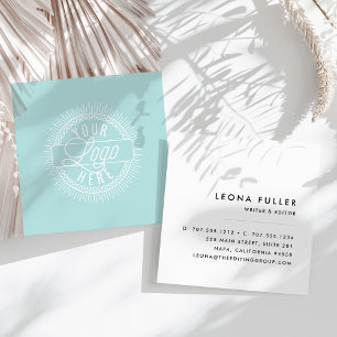 Carte De Visite Carré Ajouter votre logo Noir moderne, blanc et mer