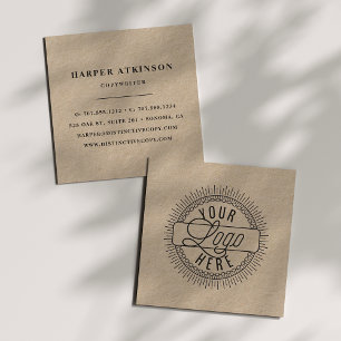 Carte De Visite Carré Ajouter votre logo   Rustic Kraft