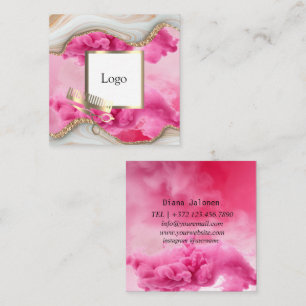 Carte De Visite Carré Ajoutez votre logo personnalisé coiffeuse rose pro
