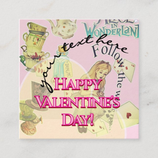 Carte De Visite Carré Alice in Wonderland Valentine's Day Cards  (Devant)