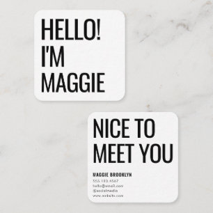 Carte De Visite Carré Allo minimal   Modern Clean Nom simple