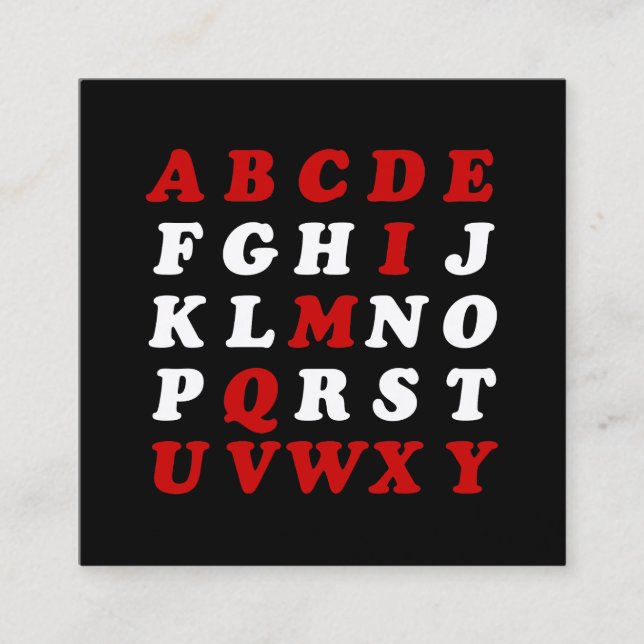 Carte De Visite Carré Alphabet Anglais (Devant)