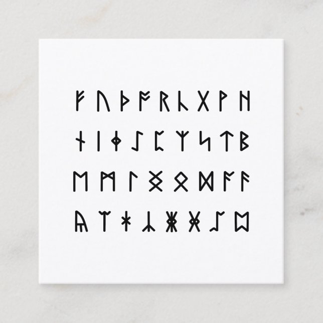 Carte De Visite Carré Alphabet Runique [Futhorc] (Devant)