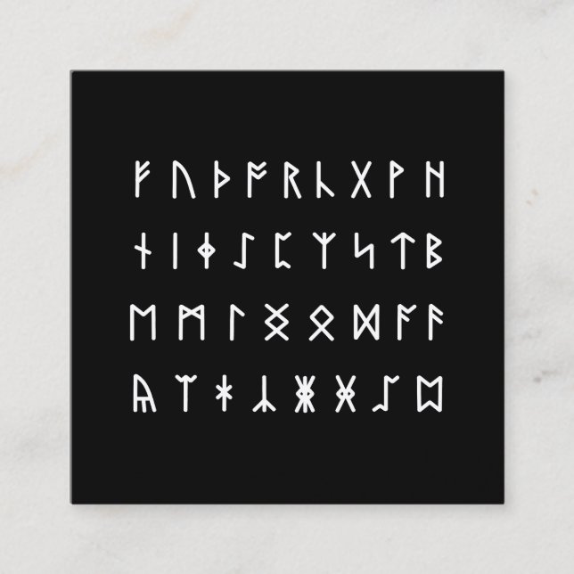 Carte De Visite Carré Alphabet Runique [Futhorc] (Devant)
