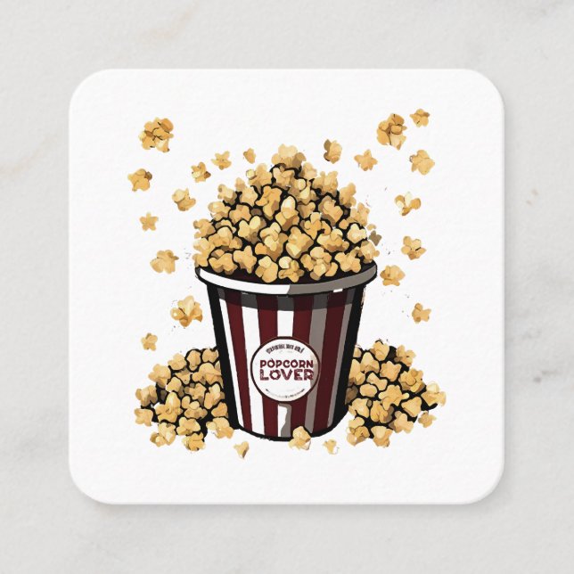 Carte De Visite Carré Amateur de pop-corn (Devant)