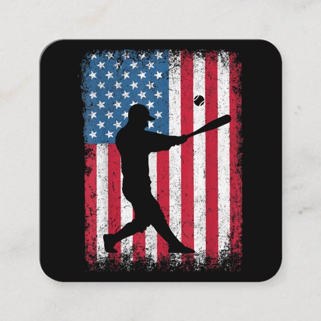 Carte De Visite Carré American Flag Baseball Team Cadeau pour Hommes Gar (Devant)