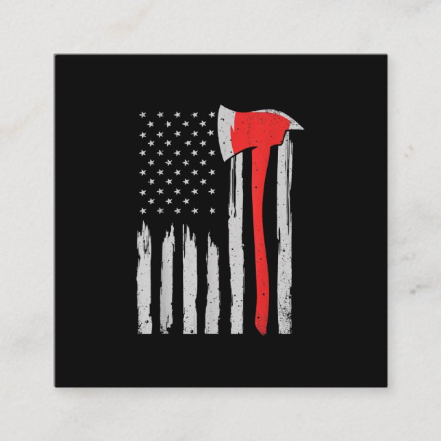 Carte De Visite Carré American Flag Firefighter Red Firefighter (Devant)