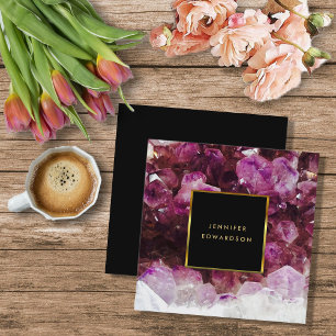 Carte De Visite Carré Améthyste mauve cristal professionnel
