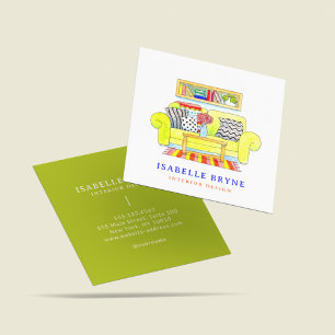 Carte De Visite Carré Ameublement aquarelle Décor décorateur