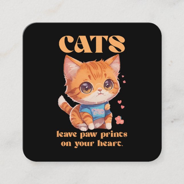 Carte De Visite Carré amour de chat mignon (Devant)