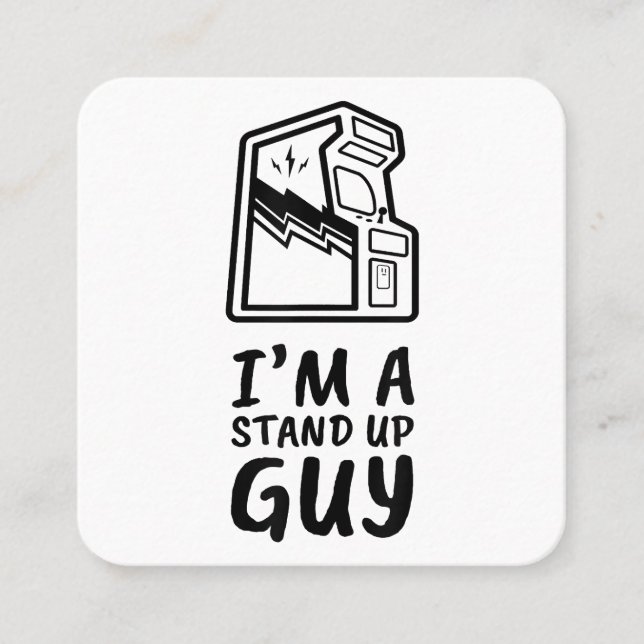 Carte De Visite Carré Amusant Retro Gamer Arcade Old School 80's Video G (Devant)