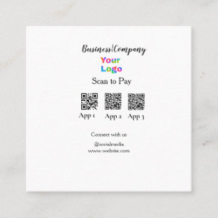 Carte De Visite Carré Analyser pour payer le logo de l'entreprise Q R co
