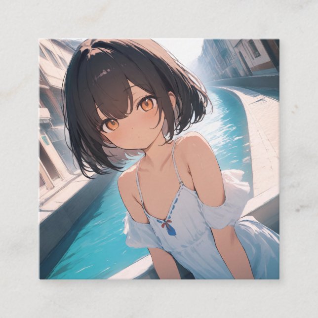 Carte De Visite Carré Anime Poolside (Devant)
