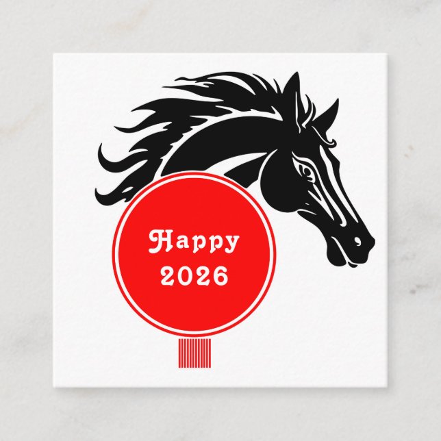 Carte De Visite Carré Année du calendrier du cheval 2026 (Devant)