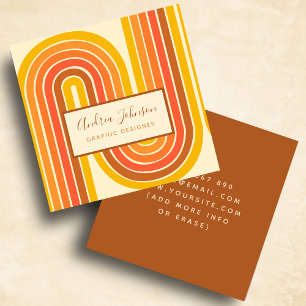 Carte De Visite Carré Années 60 les années 70 géométrique Rainbow Sixtie